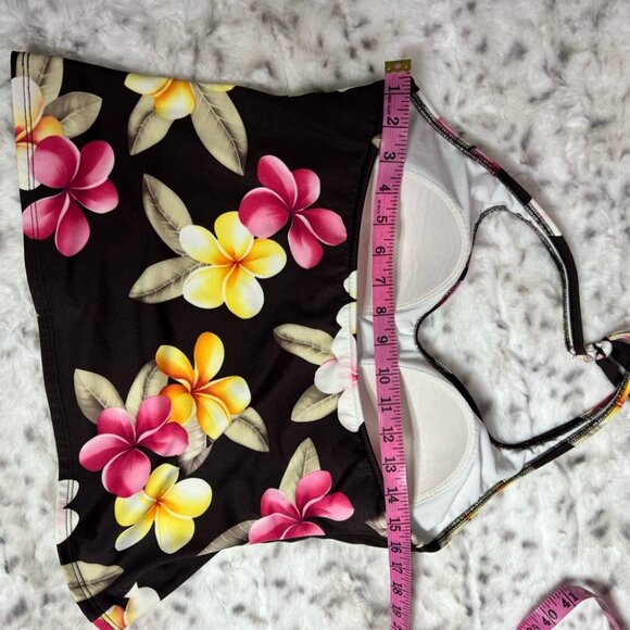 Leiloni tank top Hawaii flowers plumeria embroidered beads tankini shirt beach - Picture 6 of 8